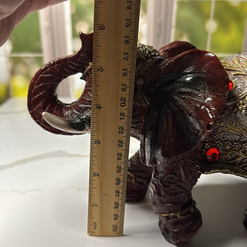 Decorative Elephant Figurine with Gold Accents - Picture 16 of 17